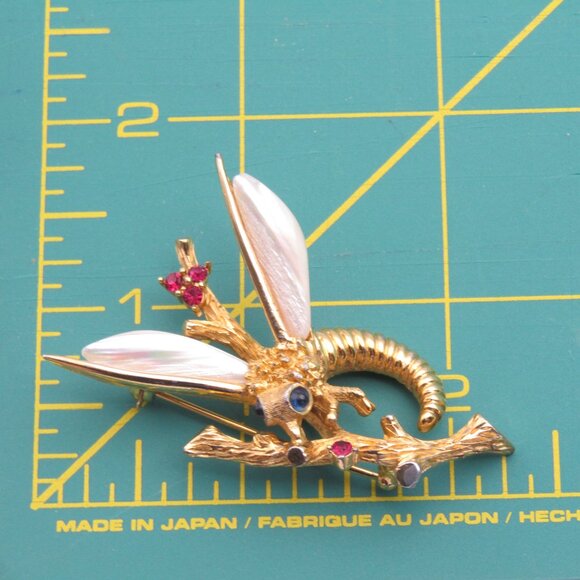 Vintage Signed Boucher Dragonfly Brooch - Picture 12 of 12